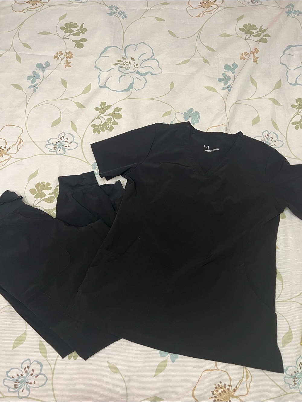 Black Scrub Set - Classic V-Neck Top and Pants